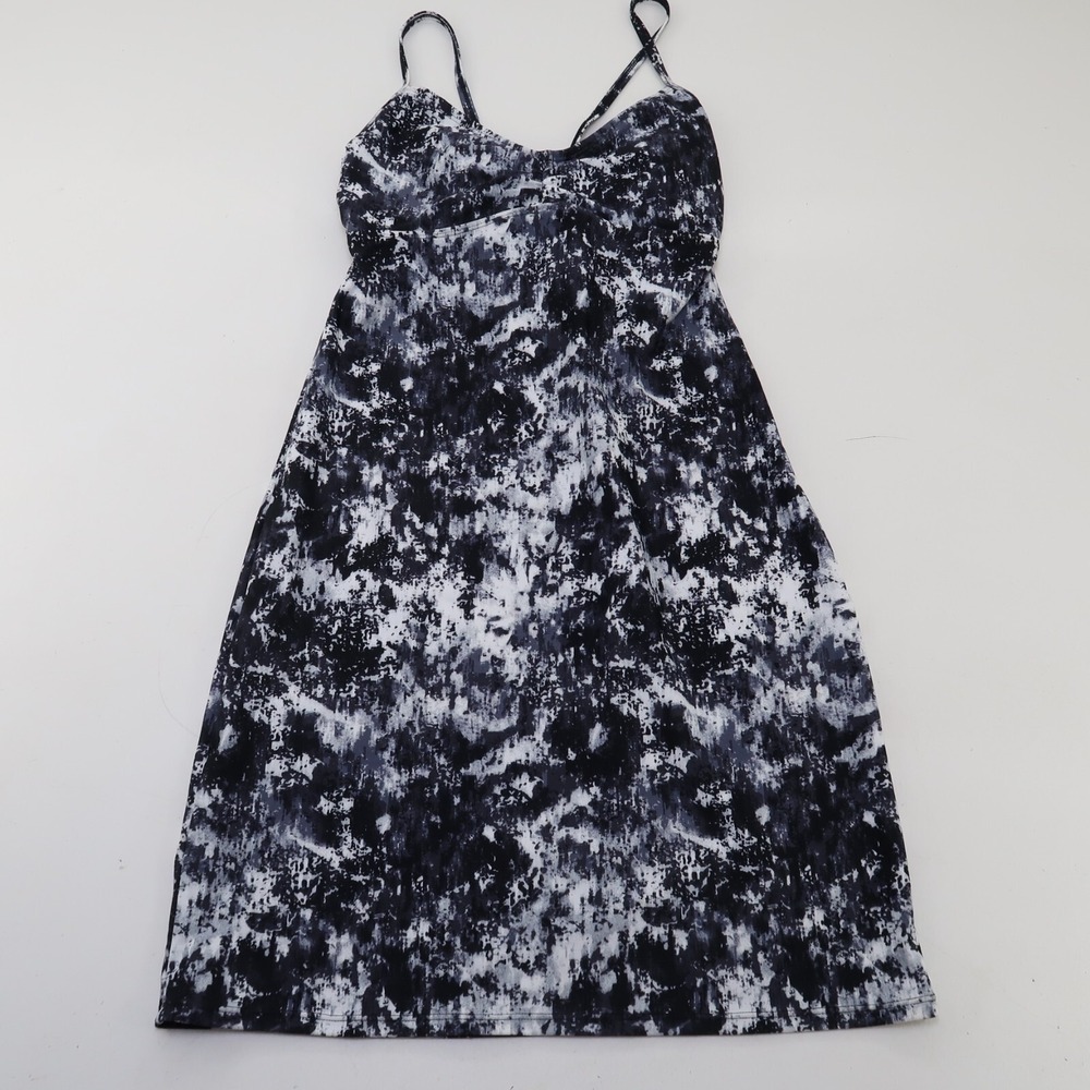 Athleta Swim Beach Dress Womens Size Small Black White Pattern Built In Bra